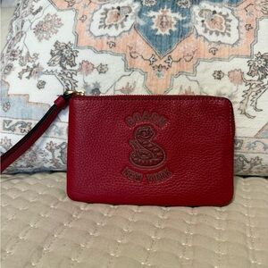 Coach Embossed Red Leather Wristlet
